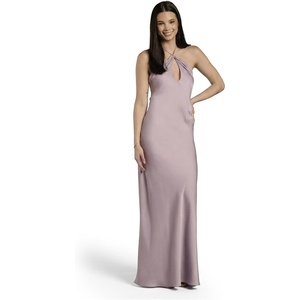 image:imageDavids Bridal The Edit Studio Lavender Halter Dress Charmeuse Sheath Dress with Teardrop Keyhole NecklineLavender