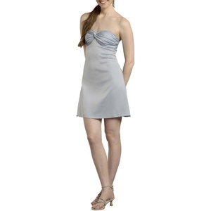 image:imageDavids Bridal Twist Neckline Empire Waist Charmeuse Mini DressBlue